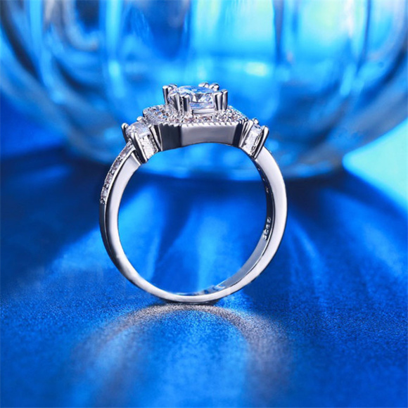 New .925 Silver Vintage Look Art Deco CZ Ring Sz 7 - Picture 4 of 5